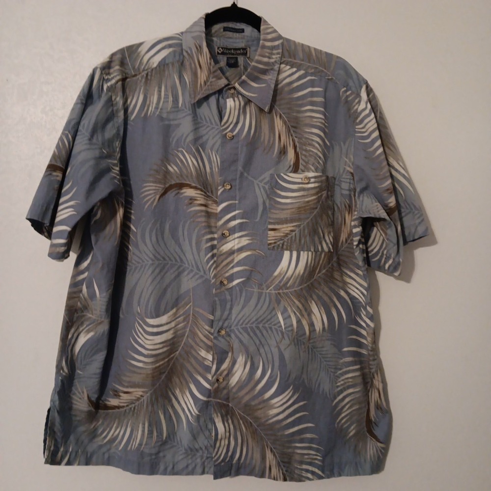 Weekender Casual Lifestyle Men's  Short Sleeve‎ Button-up Sz.XL Blue Hawaiian